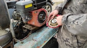 Замена троса ручного стартера в двигателе от мотоблока.