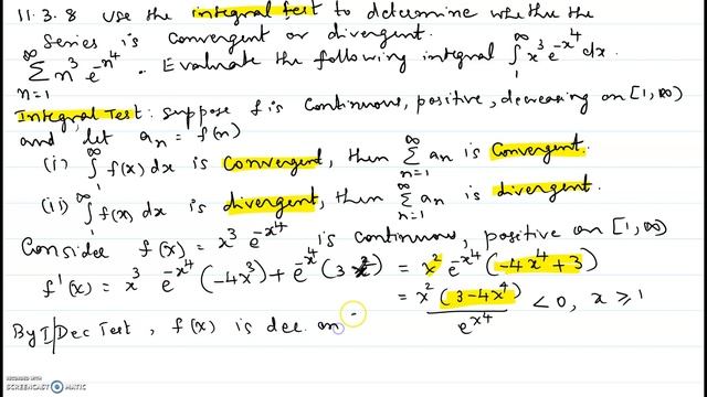Testing convergence of a series by Integral Test - 11.3.8 смотреть онлайн