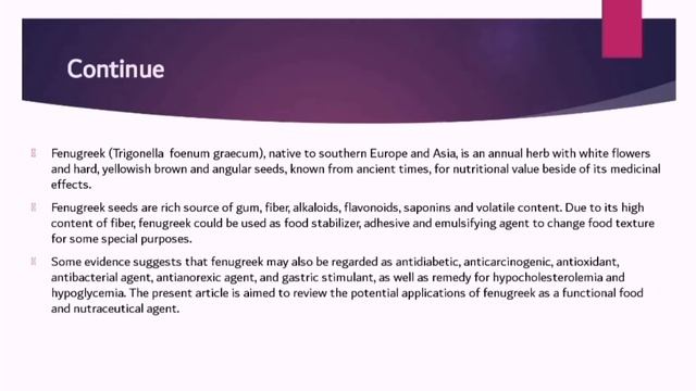 FENUGREEK | PLANT | CHEMISTRY | MEDICAL | DR. HAMMAD MAJEED