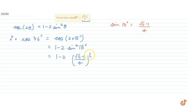 Prove that: `cos36^0=(sqrt(5)+1)/4` . смотреть онлайн