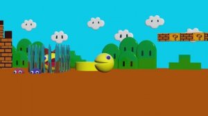 Мультфильм-Путешествие колобка по миру Марио с его женой pacman