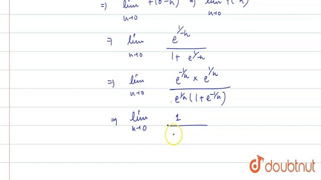 `f(x)={{:(e^(1//x)/(1+e^(1//x)),if x ne 0),(0,if x = 0):}` at `x = 0` смотреть онлайн