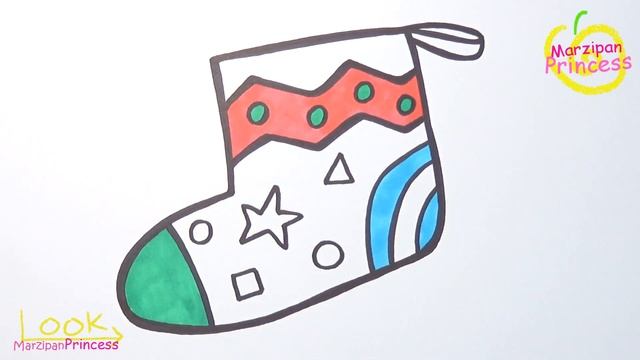 Drawing and Coloring Sock with Gifts 🎁 Drawings for kids | Marzipan Princess смотреть онлайн