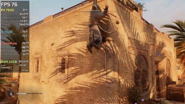 RX 7600 | Assassin's Creed Mirage - 16K, 12K, 8K, 6K, 4K, 1440p, 1080p, FSR 2 - Ultra High... смотреть онлайн