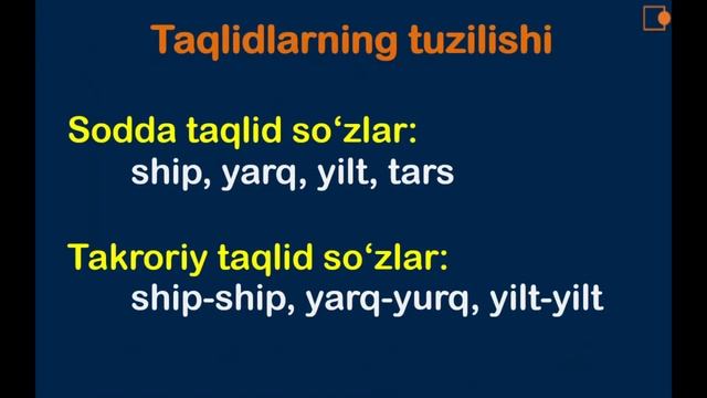 Yengil ona tili. Taqlid undov va modal sozlar.