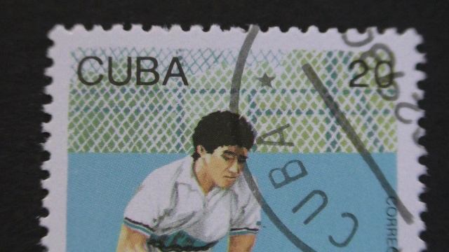 Postage stamp. Cuba Correos. Copa Davis Tenis De Campo. 1993. Price 20 centavos смотреть онлайн