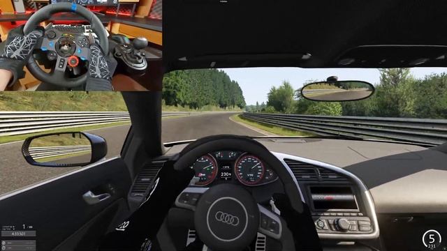 Audi R8 5.2 FSI quattro | Nürburgring Nordschleife Cockpit Driving - Logitech G29 смотреть онлайн