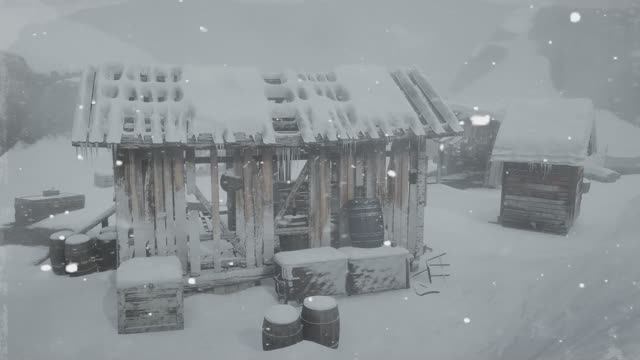 Старый дом с соломенной крышей Посреди рева СНЕЖНЫХ БУРЬ. Снежная буря и сильный завывающий ветер смотреть онлайн