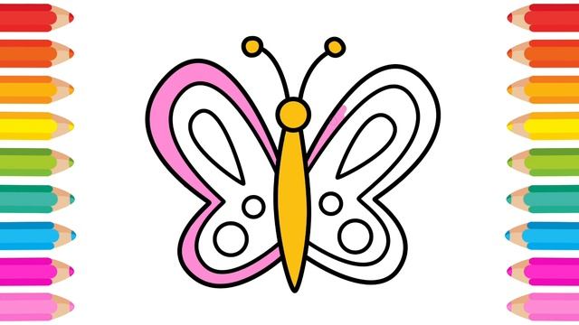 Butterfly Painting, Drawing and Coloring for Kids - How to Draw Butterfly - Easy Butterfly Drawing смотреть онлайн