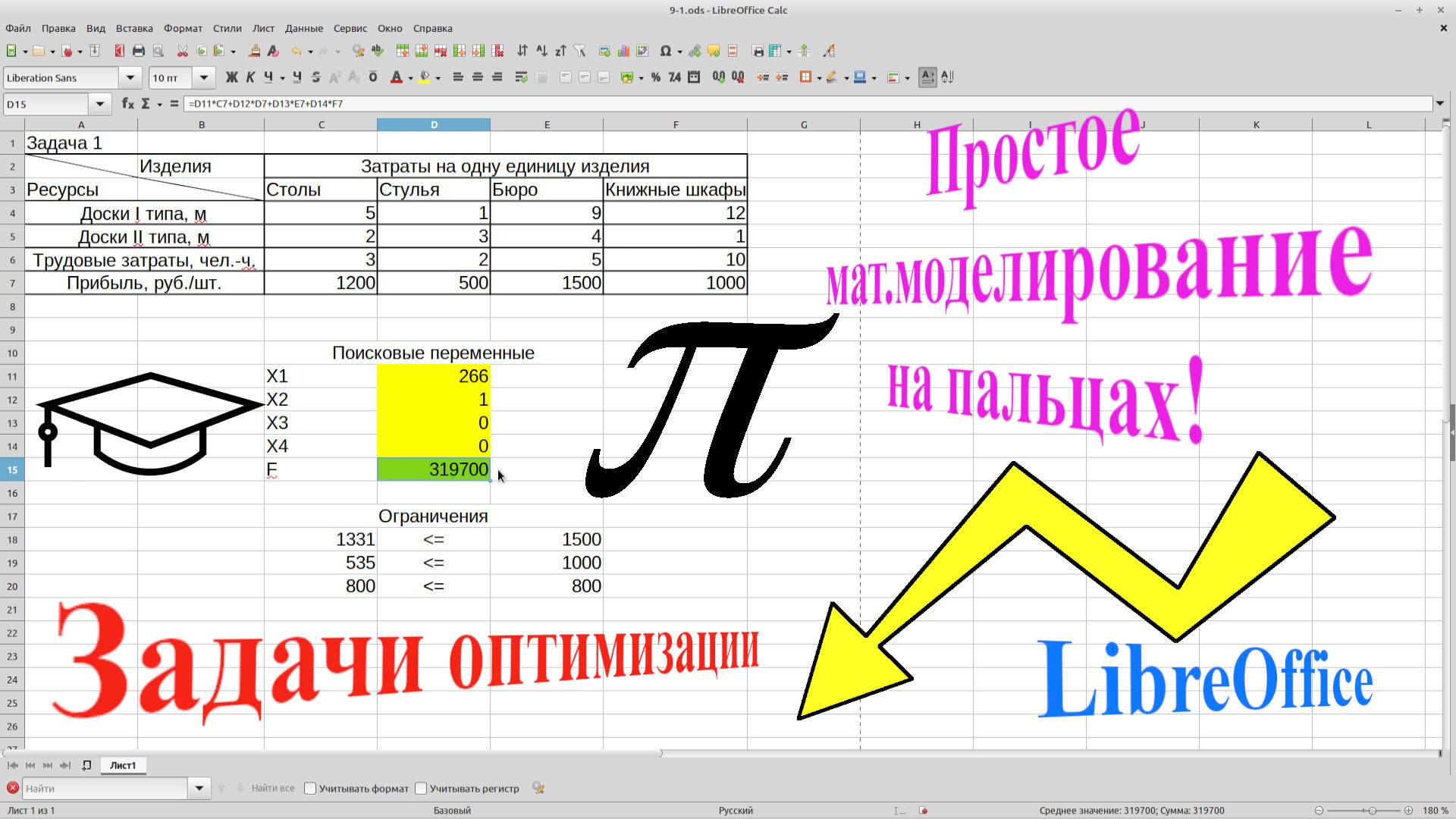 Задачи оптимизации в LibreOffice. Optimization tasks in LibreOffice смотреть онлайн