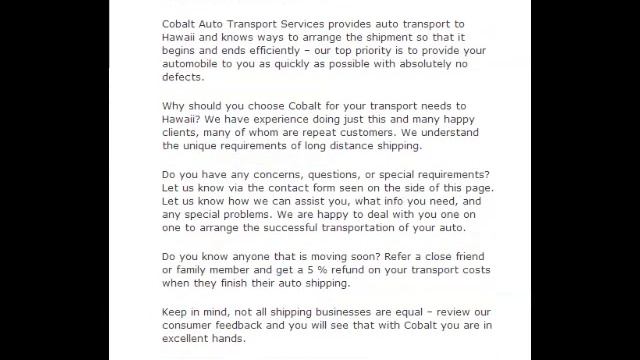 Hawaii Auto Transport | Cobalt (855) 242-8090 смотреть онлайн