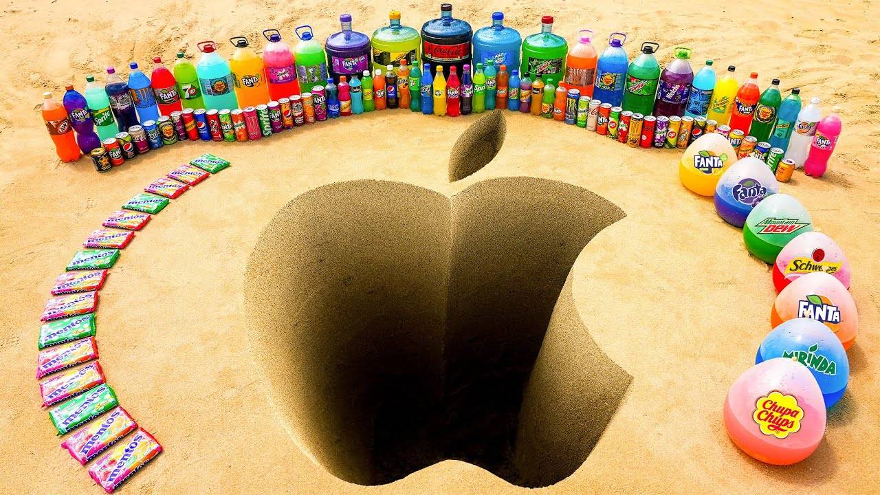 Гигантское извержение зубной пасты из яблочной косточки. Кока-кола и Воздушные шары, Чупа-Чупс смотреть онлайн