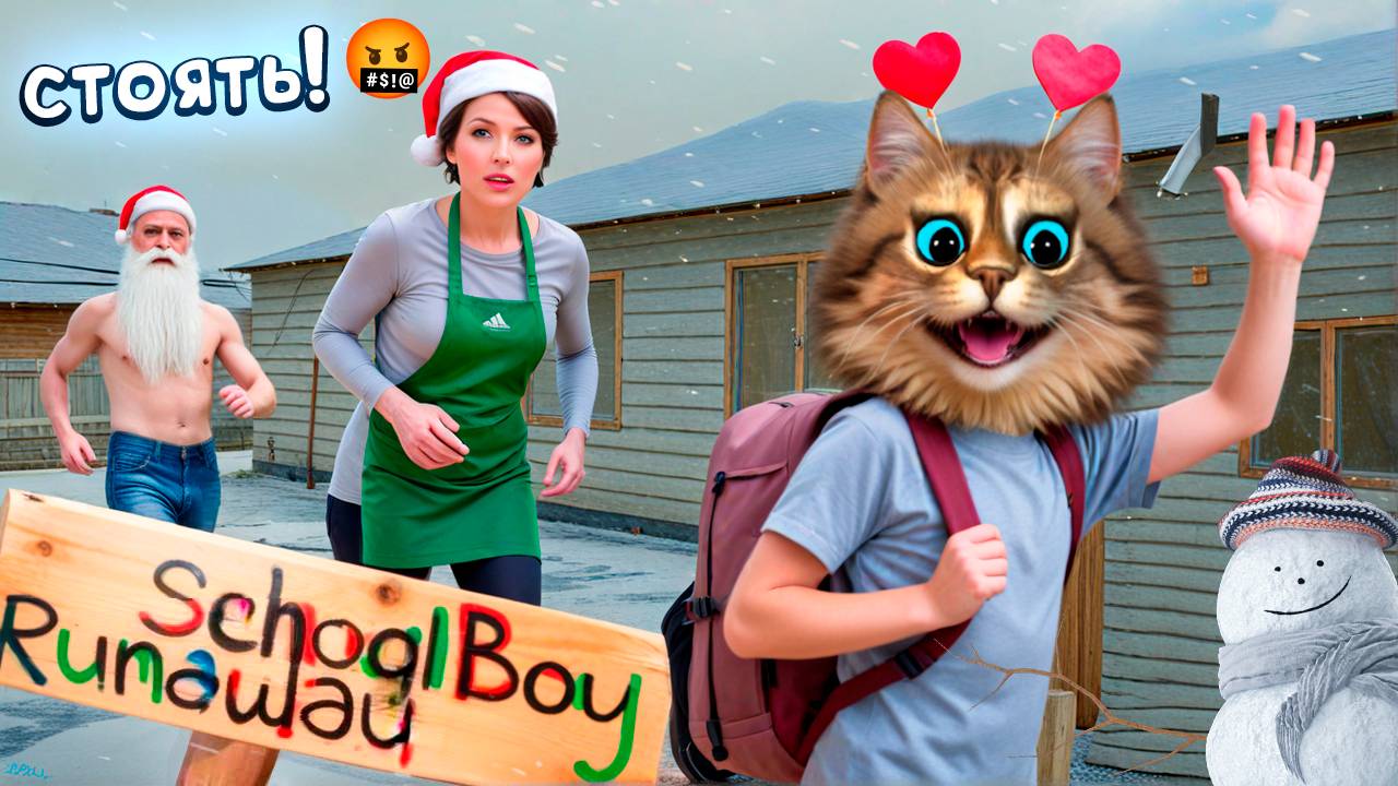 СБЕЖАЛ ОТ ЗЛЫХ РОДИТЕЛЕЙ НА НОВЫЙ ГОД НОВОГОДНЕЕ ОБНОВЛЕНИЕ В SCHOOLBOY RUNAWAY Весёлый Кот смотреть онлайн