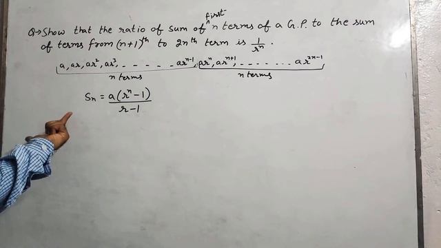 Show that the ratio of sum of first n terms of a GP to sum of terms from n+1th to 2nth term is 1/r^ смотреть онлайн