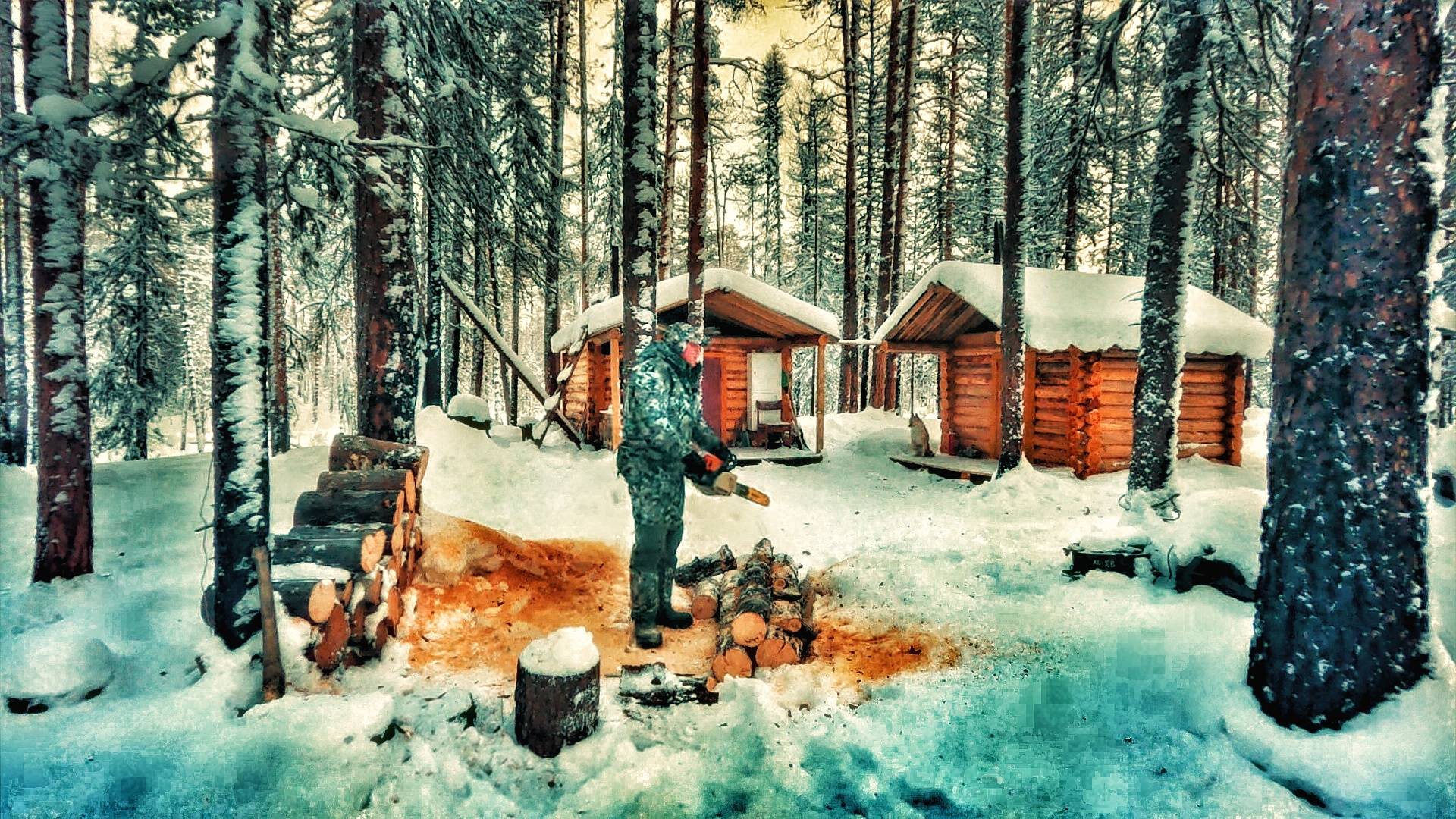 Наступили холода. -30 в Тайге. Заготовка дров на Лесной Избе. смотреть онлайн