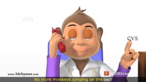 Five Little Monkeys Jumping on the Bed Nursery Rhyme - 3D Animation Rhymes for Children