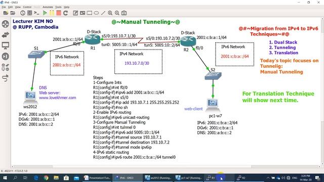 Migration from IPv4 to IPv6 using Manual Tunneling by Lecturer KIM NO @RUPP смотреть онлайн