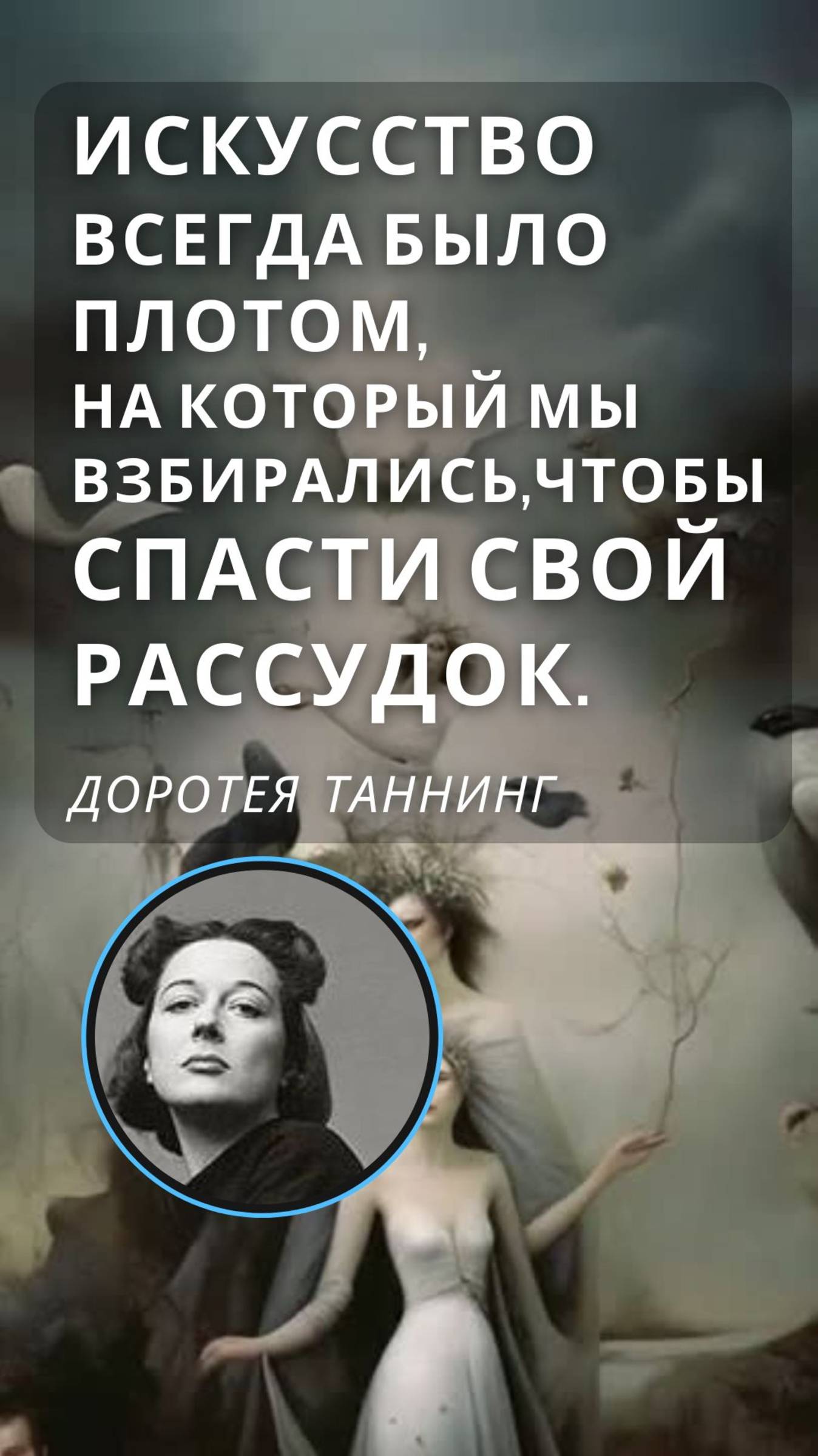 СТОРИЗ от ТАННИНГ! ищешь ответы? арт-цитата дня от Доротеи Таннинг! мотивация от Художника!