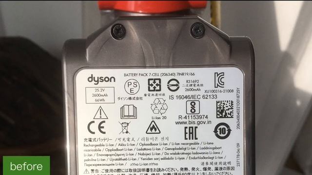 1/29.   다이슨청소기  밧데리 교체. Dyson Cordless Vacuum Cleaner 25.2v 2300mAh 7 Cell BatteryPack 7INR19/66-1