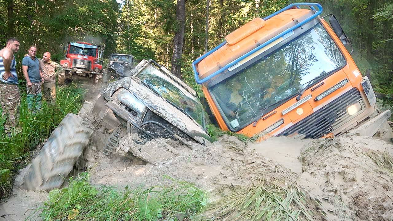 ЦАРЬ-КАНАВА ОСТАНОВИЛА ОФФРОУД ГРУЗОВИКИ И ОФФРОАД МОНСТРОВ на бездорожье смотреть онлайн