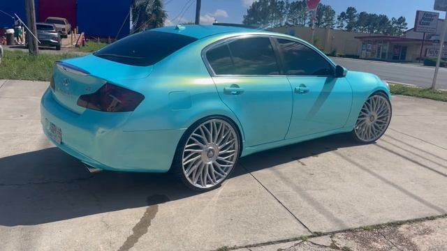 VinylFrog Neon Ice Metallic Blue Wrapped Infiniti G37 смотреть онлайн