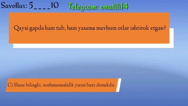 Ona Tilidan Test Yechish || Videotest || Ona Tili Va Adabiyot Saboqlari