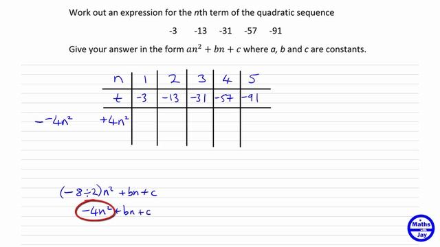nth term: Quadratic sequence: -3, -13, -31, - 57, -91 смотреть онлайн