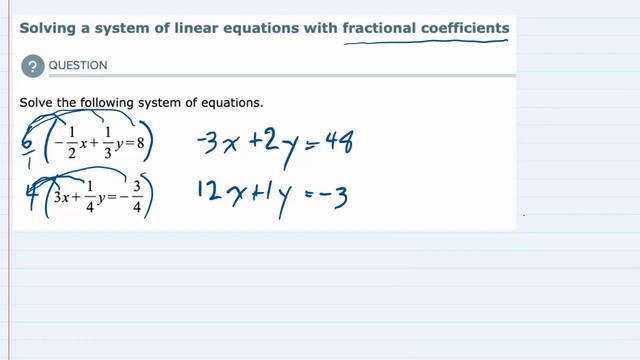 Solving a system of linear equations with fractional coefficients смотреть онлайн