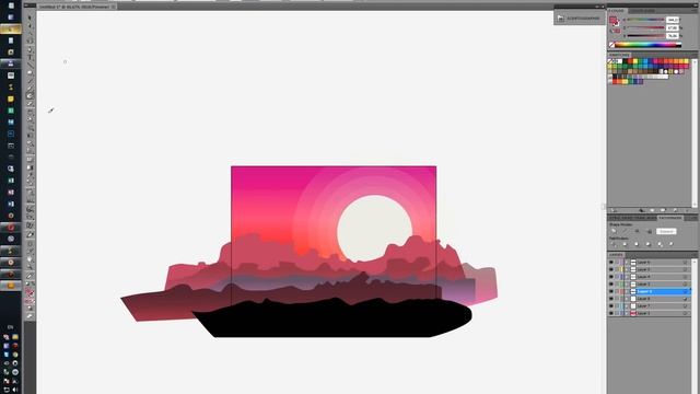 Flat Landscape Illustrator Tutorial for Beginners смотреть онлайн