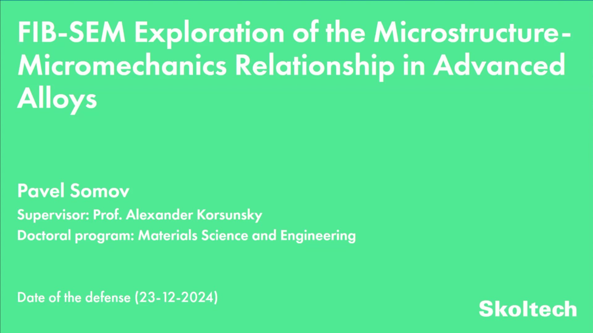 PhD Thesis Defense. Pavel Somov