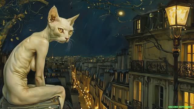 BEAUTIFUL CAT WOMAN IN PARIS, Bastet Goddess Of CATS