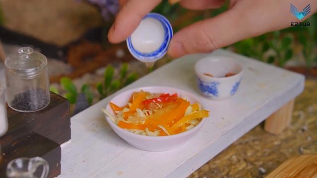 How to Make Bell Pepper Dried Shrimp Salad | Shrimp Salad Recipe | Miniature Food смотреть онлайн