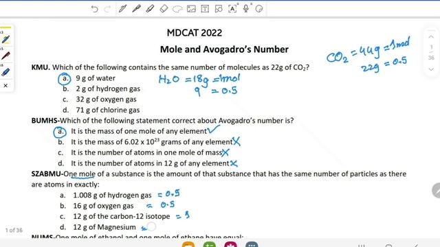 MDCAT 2022 Mole and Avogadro's Number смотреть онлайн