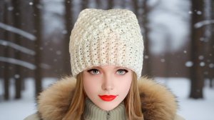 Шапка зимним узором. Объемные ромбы. Мастер классы