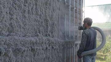 Влажное нанесение Эковаты тюменской выдувной установкой смотреть онлайн