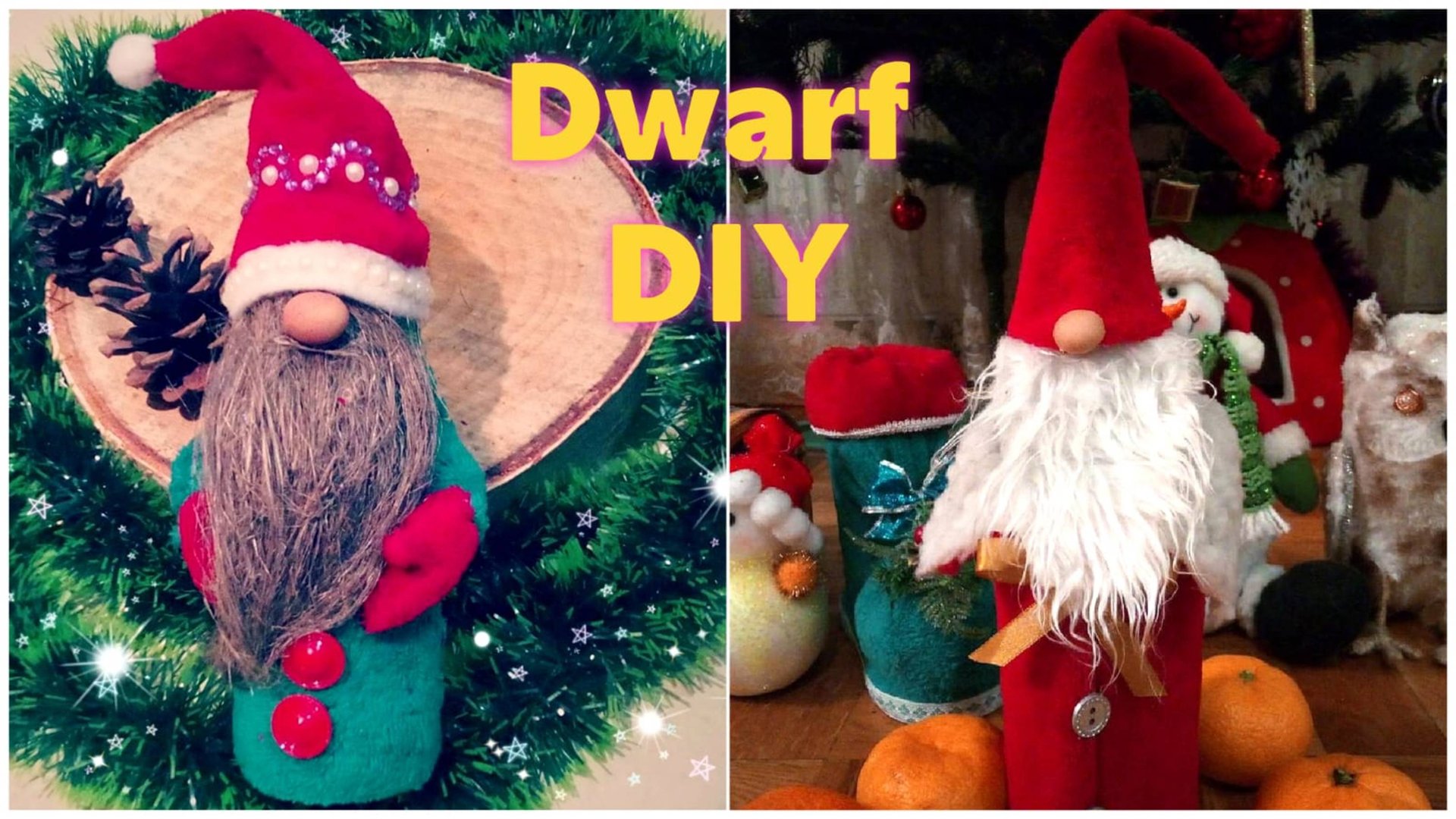 Новогодние поделки своими руками.Гном и костюм гнома на бутылку. смотреть онлайн