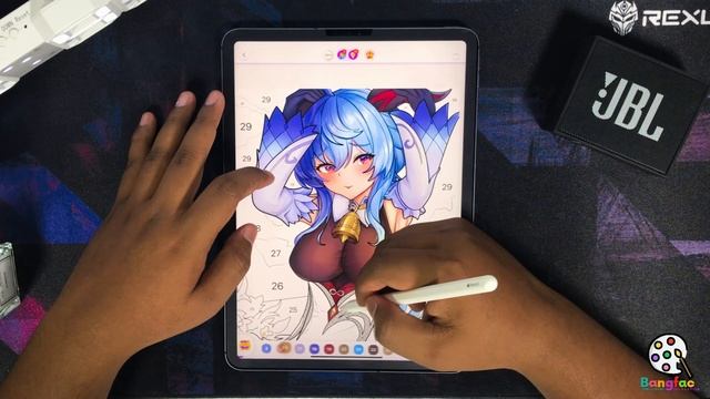 Coloring Ganyu In Genshin Impact Latest Poses with iPad and Apple Pencil: A Relaxing Time-Lapse смотреть онлайн