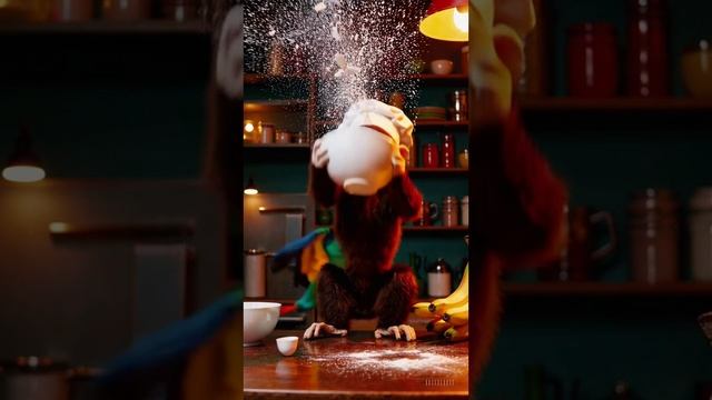 Monkey vs. Parrot Banana Cake Chaos Funny Cooking Short смотреть онлайн