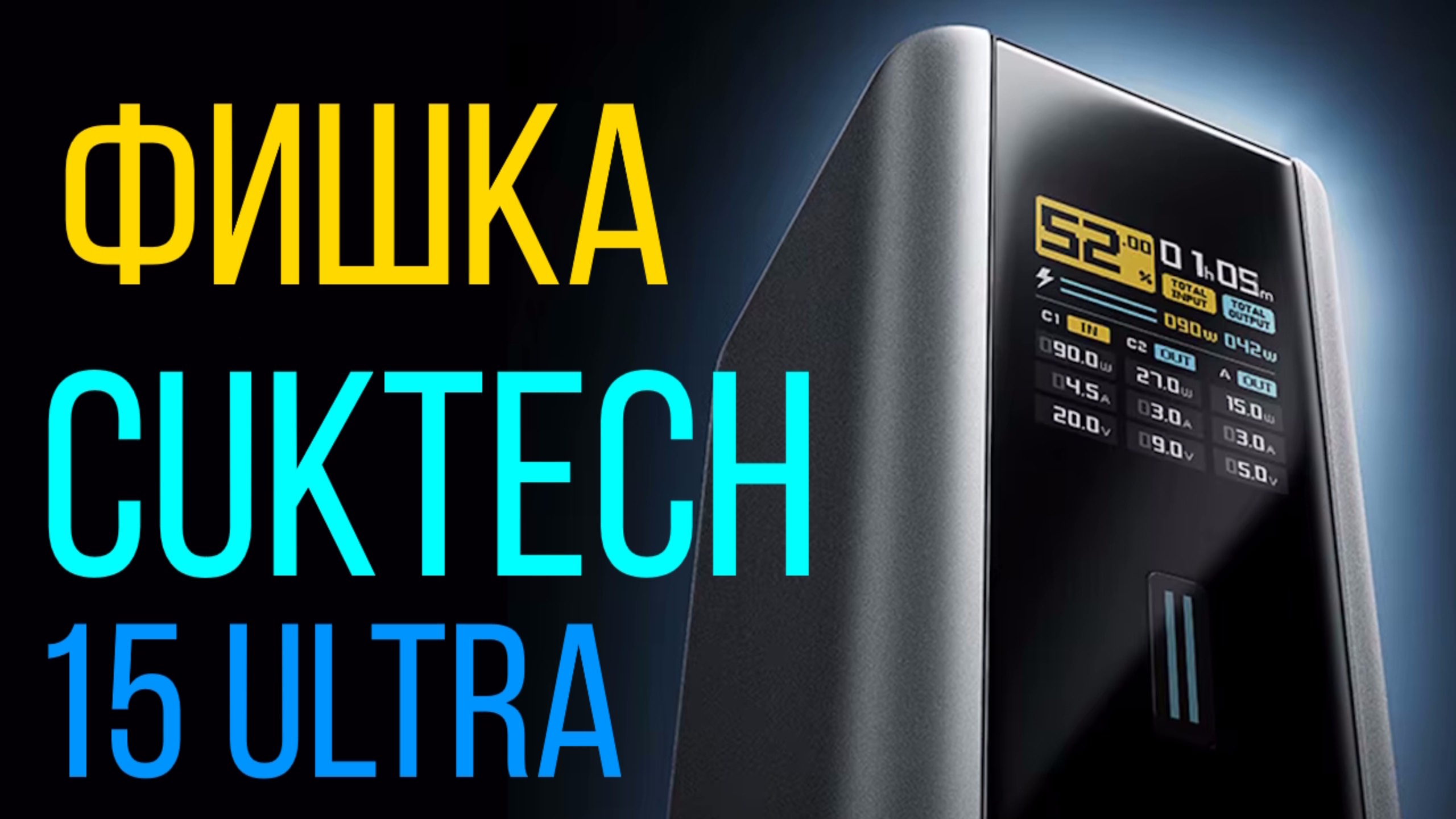 ФИШКА Cuktech 15 Ultra. Отображение на дисплее подключенного устройства и определение свойств кабеля