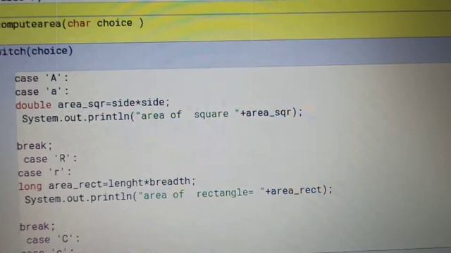 find the area of square,rectangle,and circle . using switch case statement смотреть онлайн