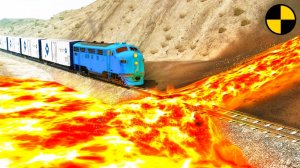 Поезд vs Лава - BeamNG.Drive игра про машины