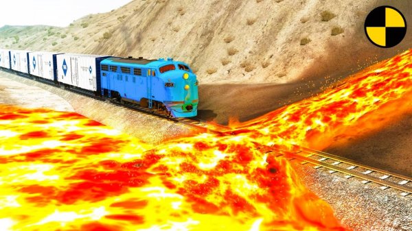 Поезд vs Лава - BeamNG.Drive игра про машины