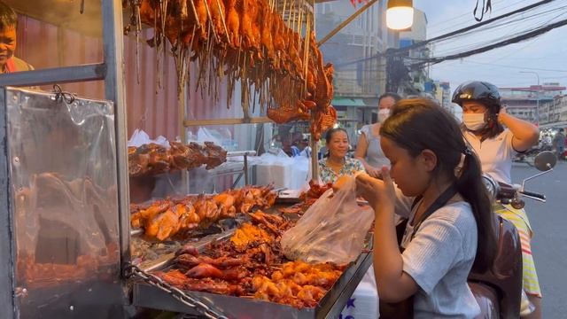 Cambodian street food | The most popular BBQ Chicken Duck Squab Grill pork belly смотреть онлайн