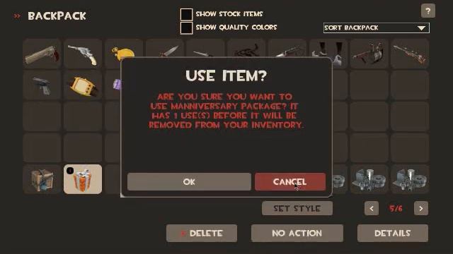Team Fortress 2 Manniversary Package Will Not Open