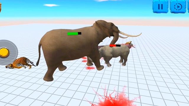 Elephant & Tiger Vs Hippopotamus & Rhinoceros - Animal Revolt Battle Simulator