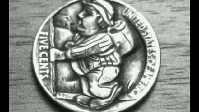 A few "hobo nickels" carved by Tony Lewis смотреть онлайн