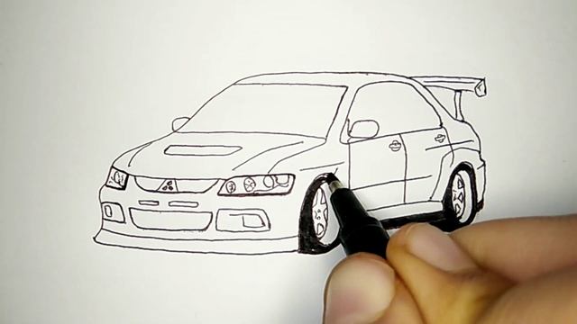 How To Draw a Mitsubishi Lancer | Drawing a Mitsubishi Lancer Evolution 8 | step by step смотреть онлайн