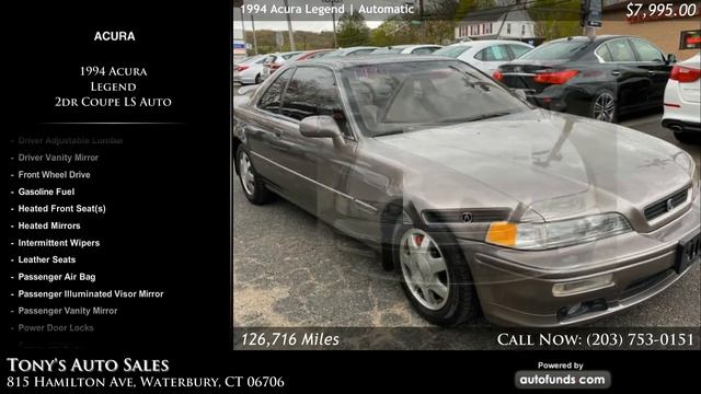 Used 1994 Acura Legend | Tony's Auto Sales, Waterbury, CT смотреть онлайн