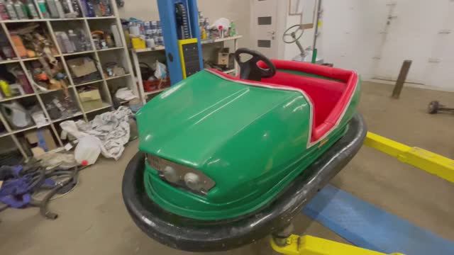 Реставрация бамперной машинки аттракциона автодром СССР Переславль Залесский