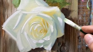 Белая роза .Живопись маслом